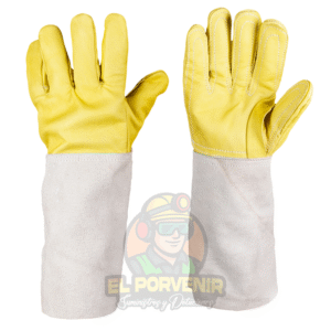 Guante en Carnaza Largo Refuerzo 5 Dedos y Manopla en Vaqueta