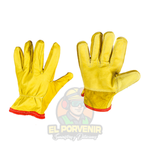 Guante Mixto en Carnaza Amarilla y Vaqueta Refuerzo 5 Dedos en Vaqueta