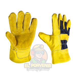 Guante Petrolero en Vaqueta y Jean Refuerzo 5 Dedos en Carnaza Corto